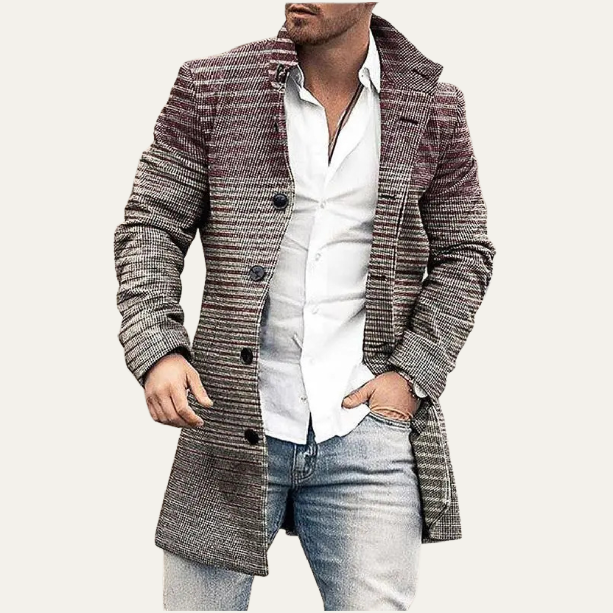Mens Vintage Patchwork Quilted Long Coat with Pockets