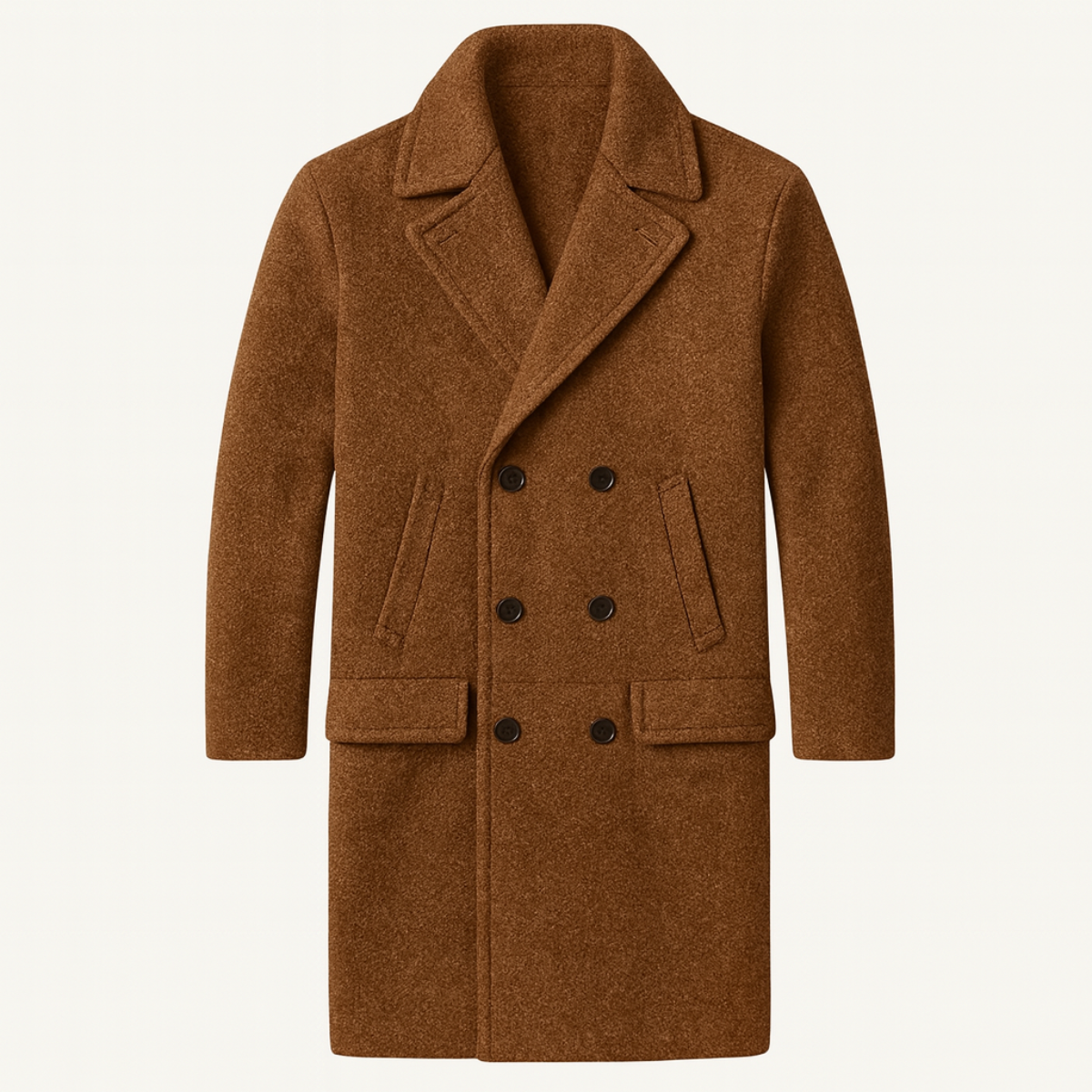 Classic Men's Wool Overcoat with Pockets - Vossary
