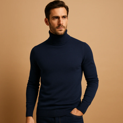 Comfy Men's Thin Knit Turtleneck Pullover Sweater