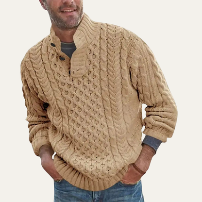 Thick Crew Neck Cable Knit Mens Sweater