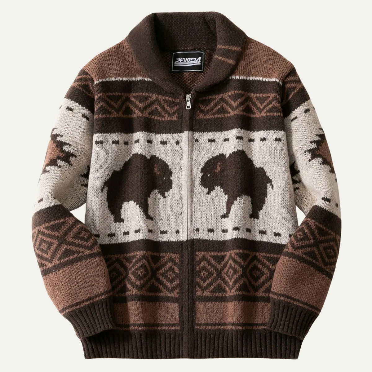 Vintage Buffalo Pattern Mens Winter Sweater - Vossary