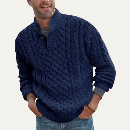 Thick Crew Neck Cable Knit Mens Sweater