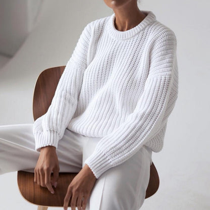 Comfy Women's Jumper - Relaxed Fit Cable Knit Sweater