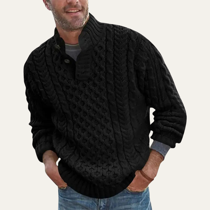 Thick Crew Neck Cable Knit Mens Sweater