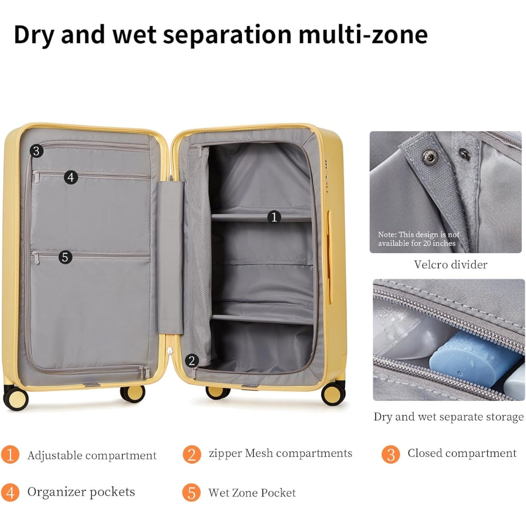 Durable 20 Lightweight Carry-On Suitcase with Hard Shell