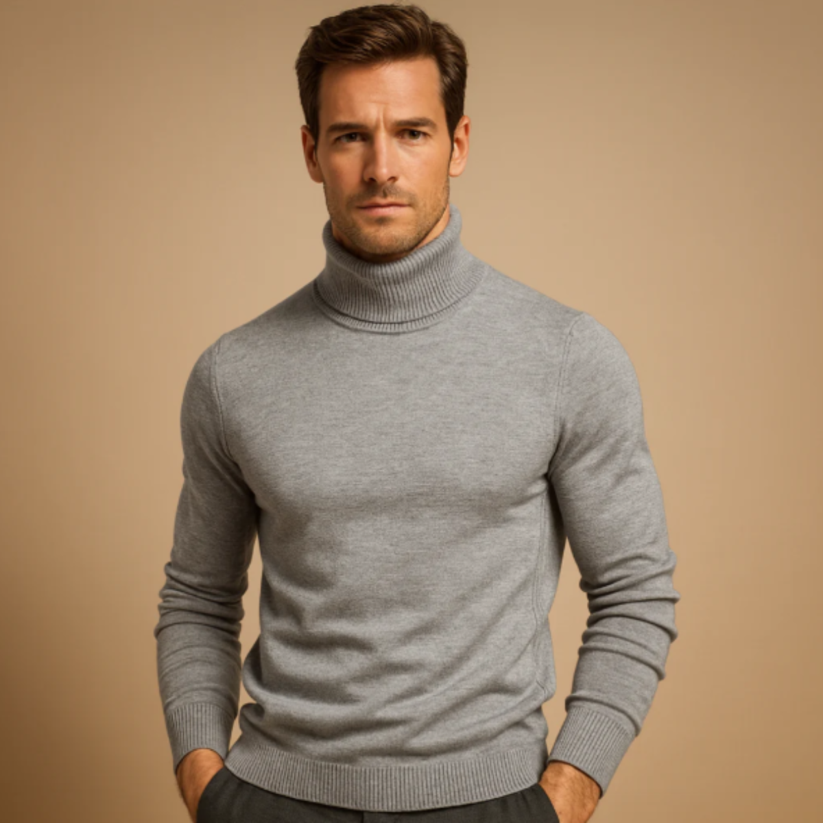 Comfy Men's Thin Knit Turtleneck Pullover Sweater