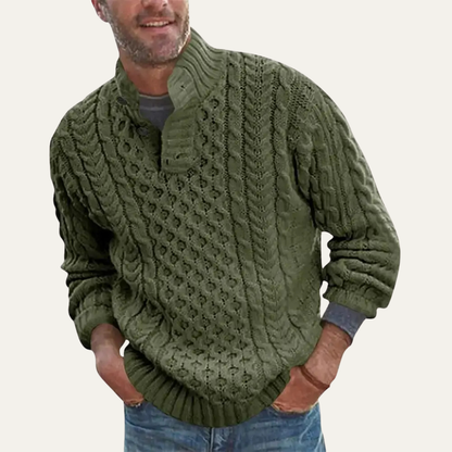 Thick Crew Neck Cable Knit Mens Sweater