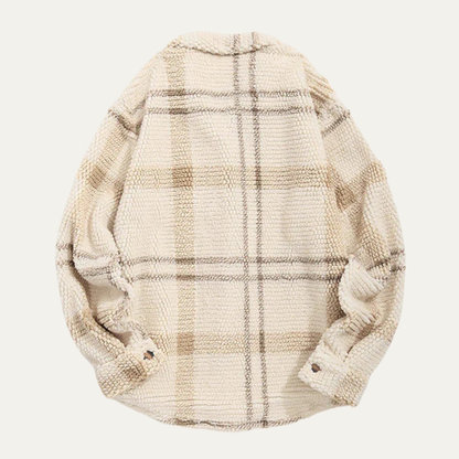 Classic Plaid Fleece Jacket for Men with Pockets