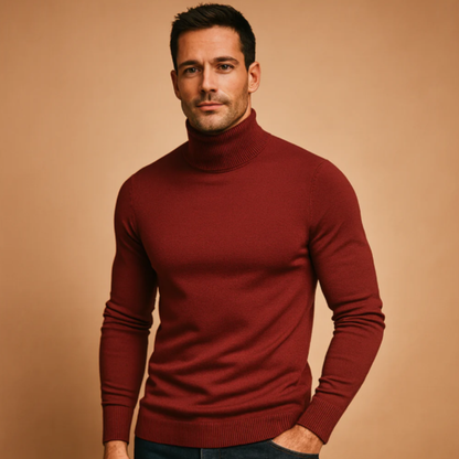 Comfy Men's Thin Knit Turtleneck Pullover Sweater