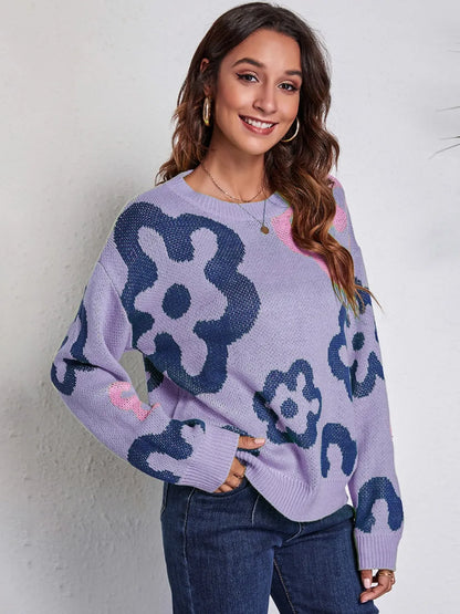 Pretty Floral Crew Neck Sweater