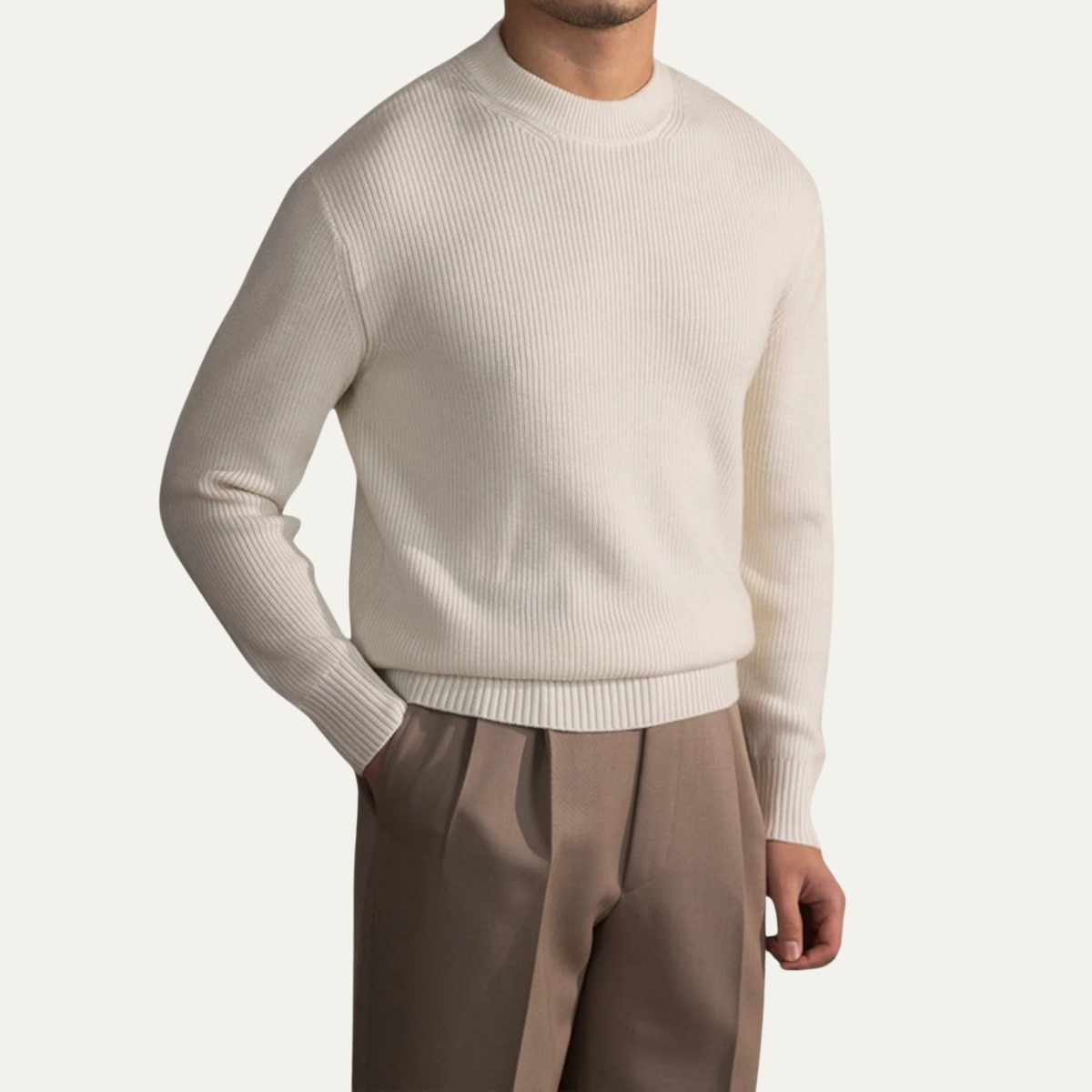 Warm Mens Wool Crew Neck Jumper Sweater