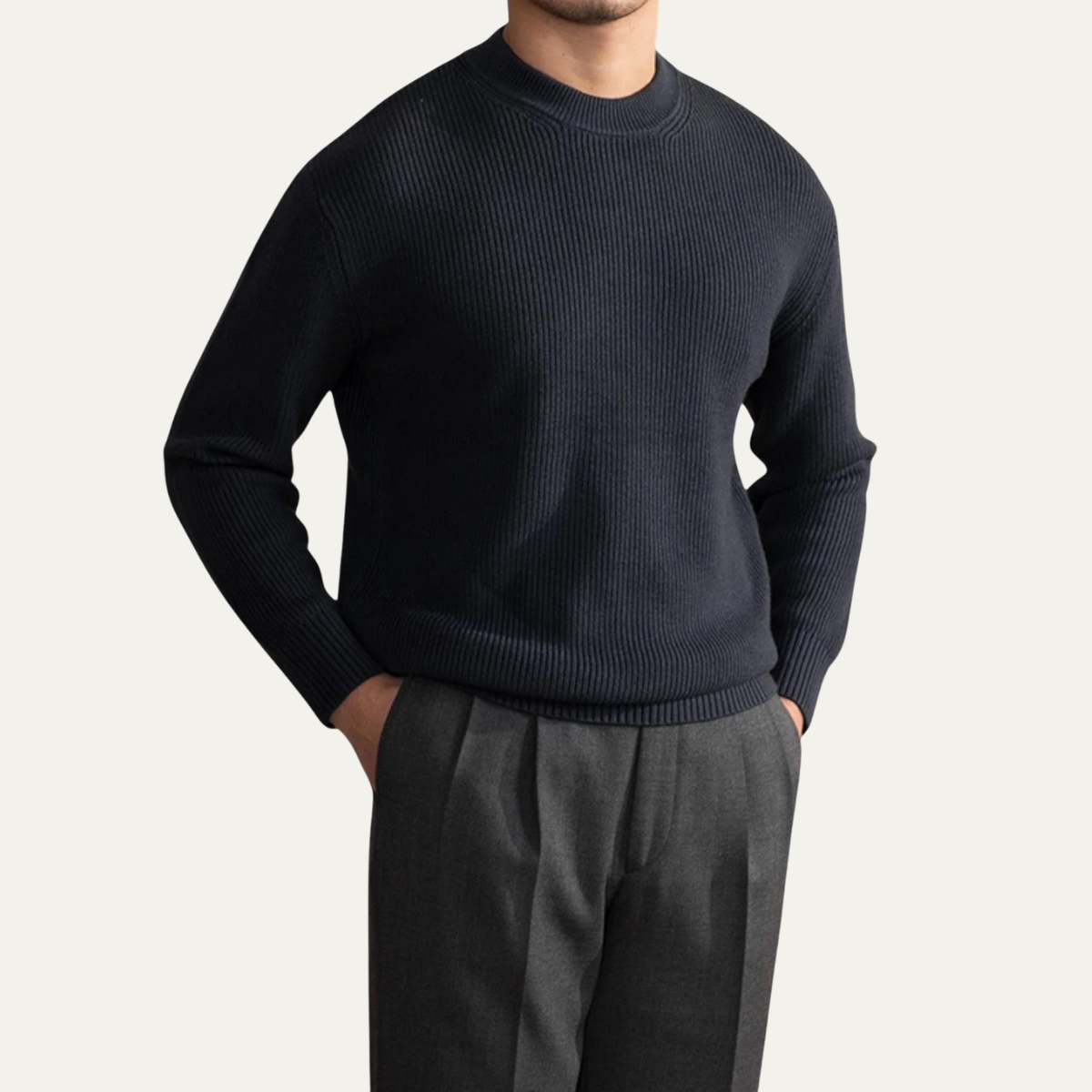 Warm Mens Wool Crew Neck Jumper Sweater