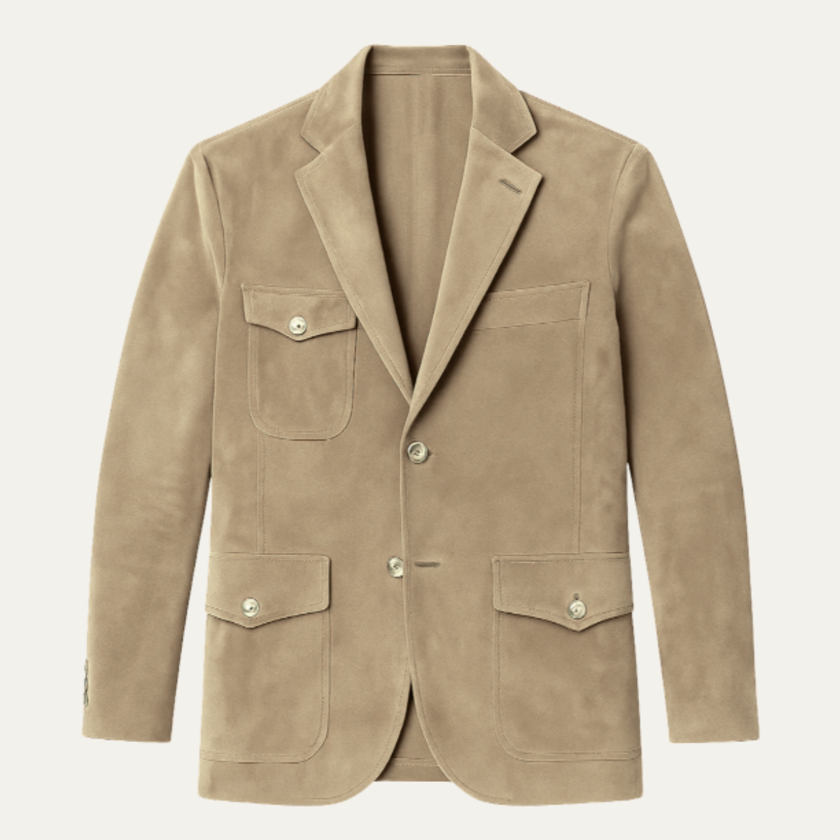 Classic Brown Suede Men's Jacket with Pockets