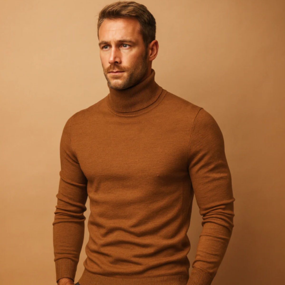 Comfy Men's Thin Knit Turtleneck Pullover Sweater