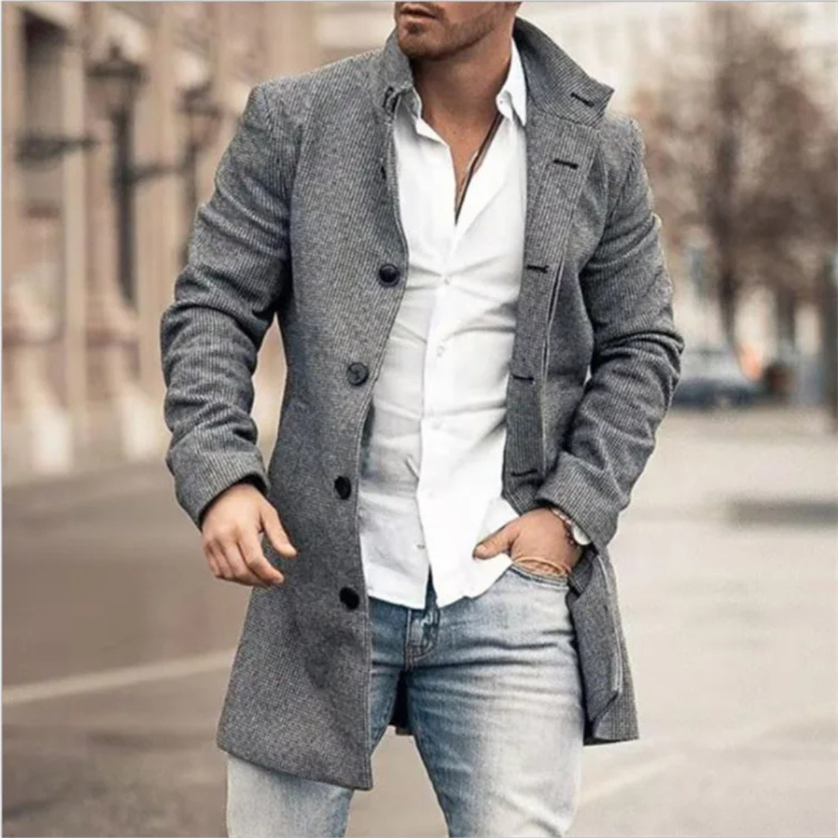 Warm Men's Plaid Winter Coat