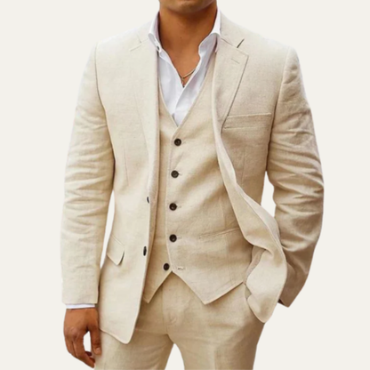 Lightweight Men's 3 Piece Linen Suit Set