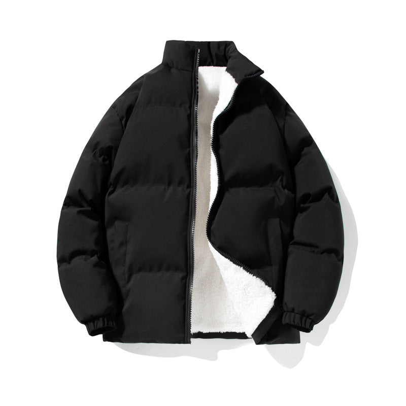 Warm Men's Down Jacket – Fleece Lined, High Collar