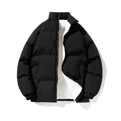 Warm Men's Down Jacket – Fleece Lined, High Collar