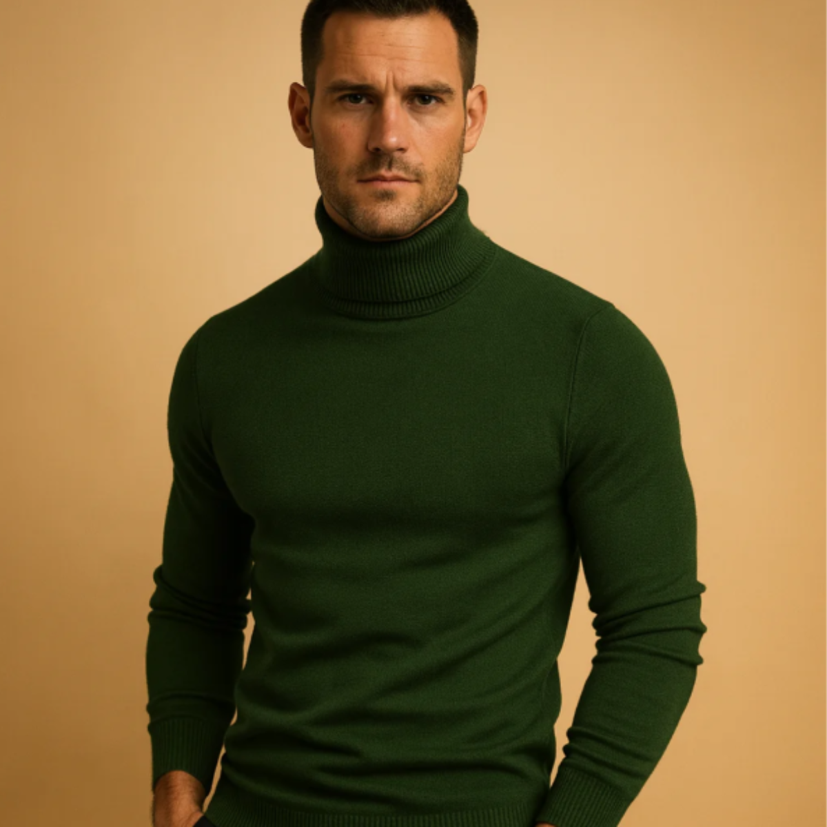 Comfy Men's Thin Knit Turtleneck Pullover Sweater