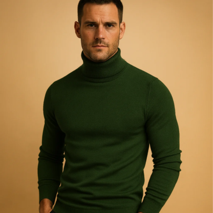Comfy Men's Thin Knit Turtleneck Pullover Sweater
