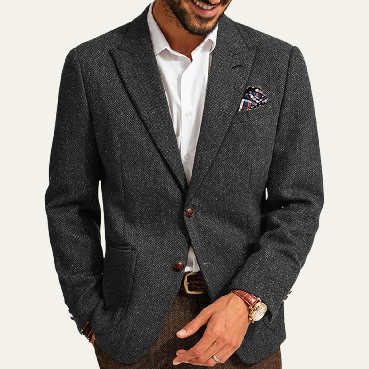 Classic Men's Wool Tweed Blazer Jacket