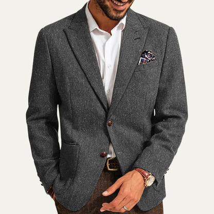 Classic Men's Wool Tweed Blazer Jacket