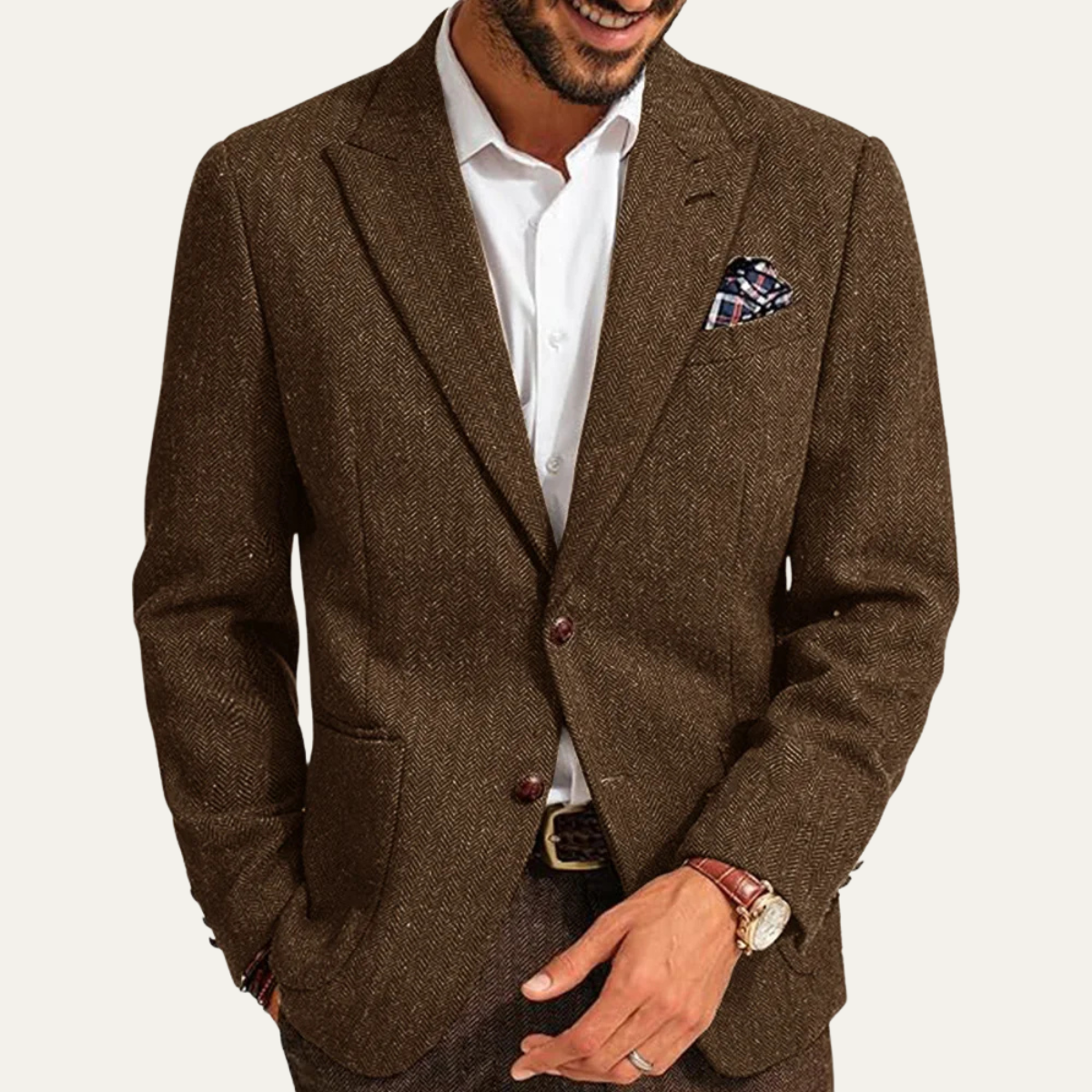 Classic Men's Wool Tweed Blazer Jacket