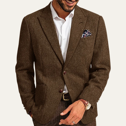 Classic Men's Wool Tweed Blazer Jacket