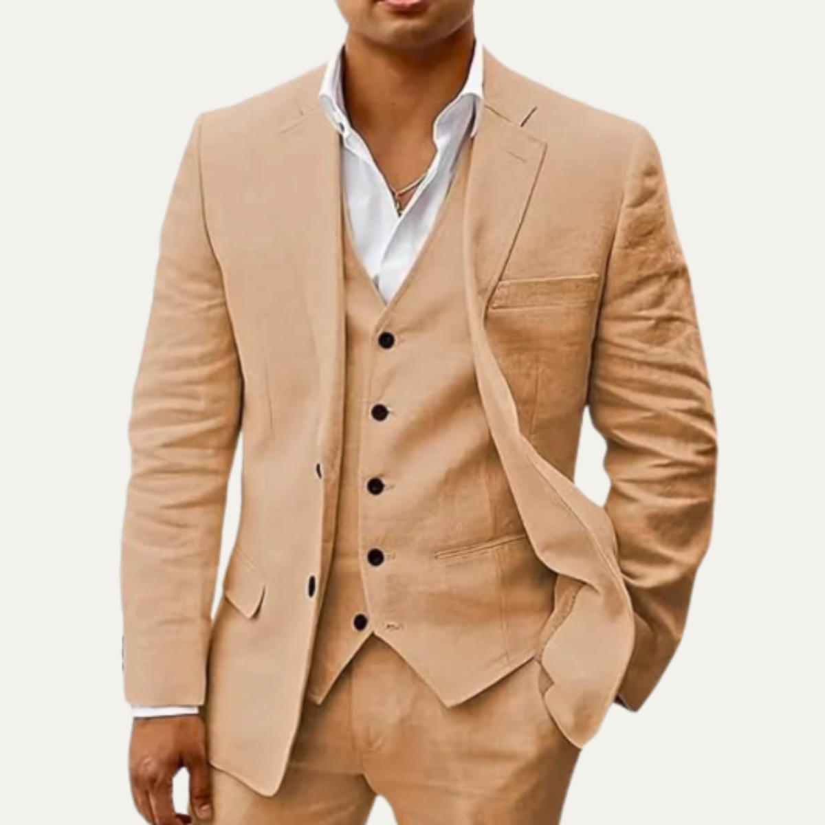Lightweight Men's 3 Piece Linen Suit Set