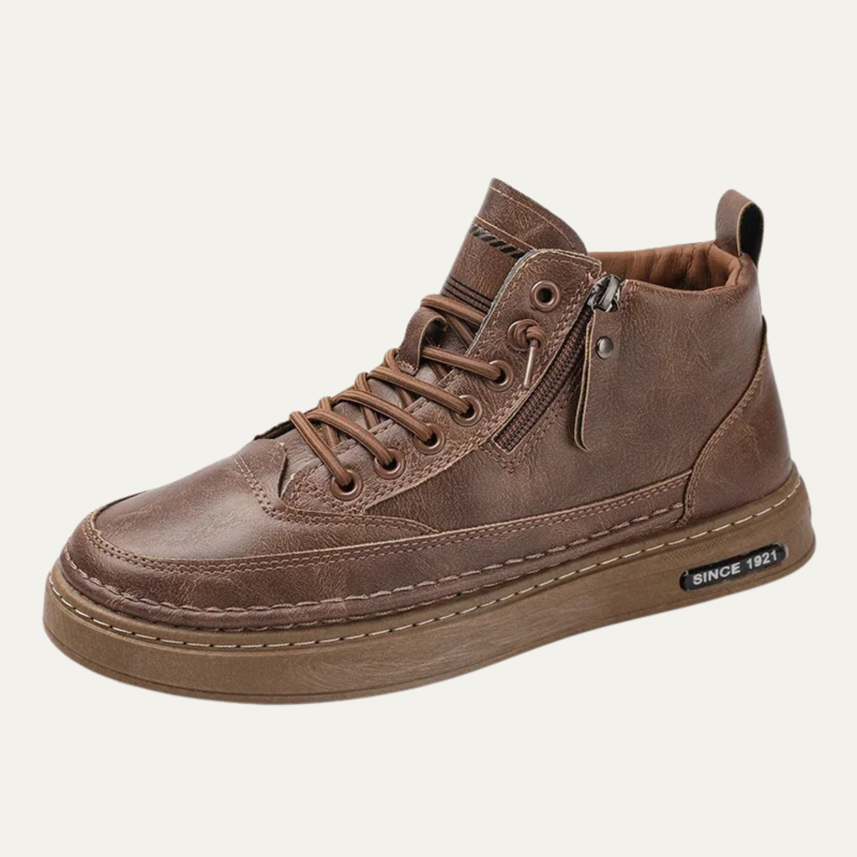 Stylish Men's Leather Zip Up Boots
