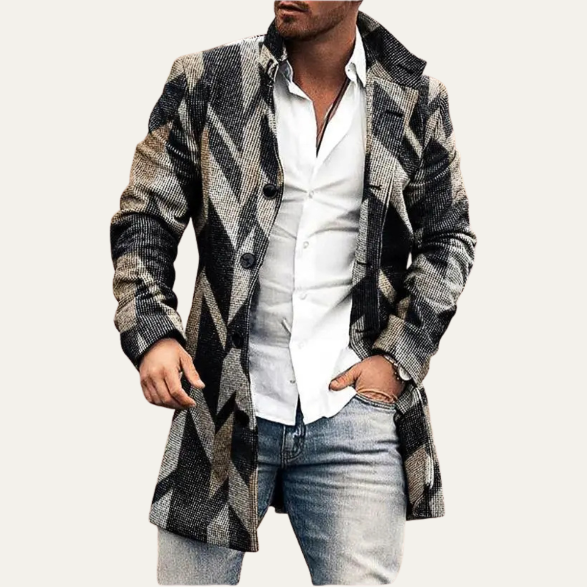 Warm Men's Plaid Winter Coat