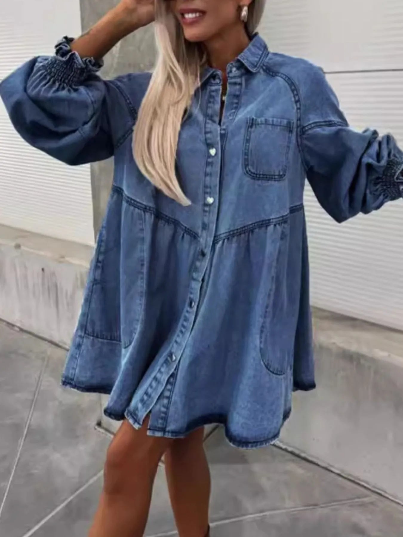 Relaxed Fit Blue Jean Maxi Dress