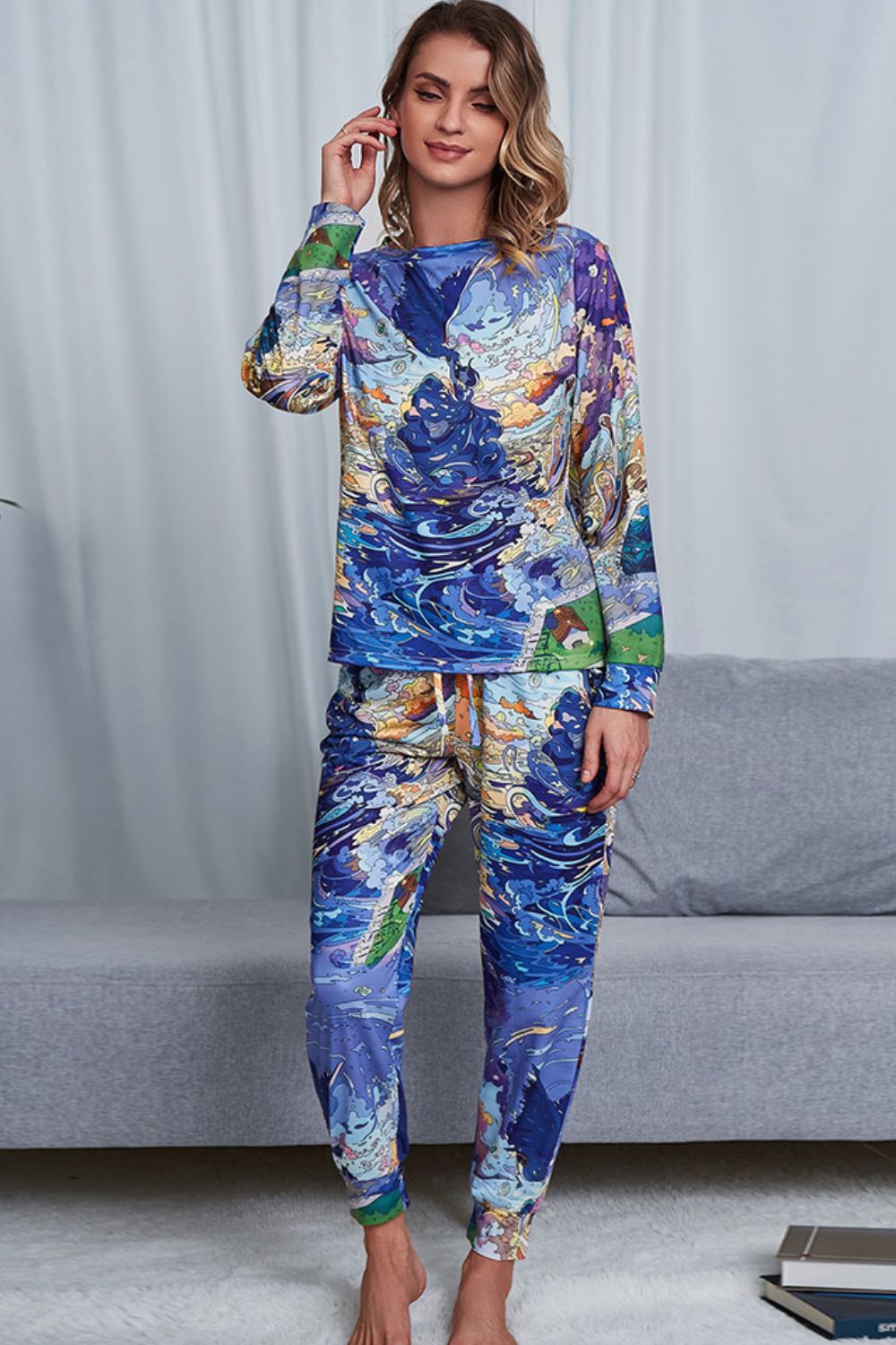 Colorful Dyed Sweatshirt and Elastic Waist Jogger Set