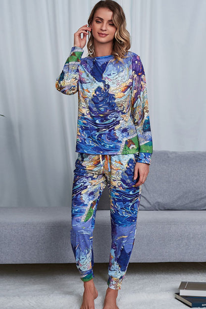 Colorful Dyed Sweatshirt and Elastic Waist Jogger Set