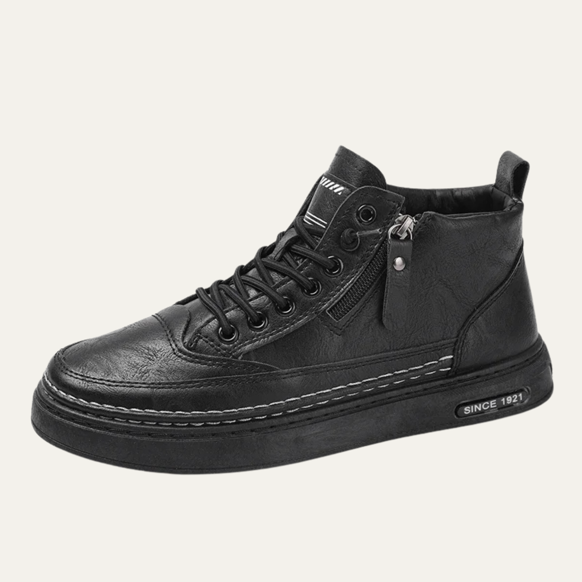Stylish Men's Leather Zip Up Boots - Vossary