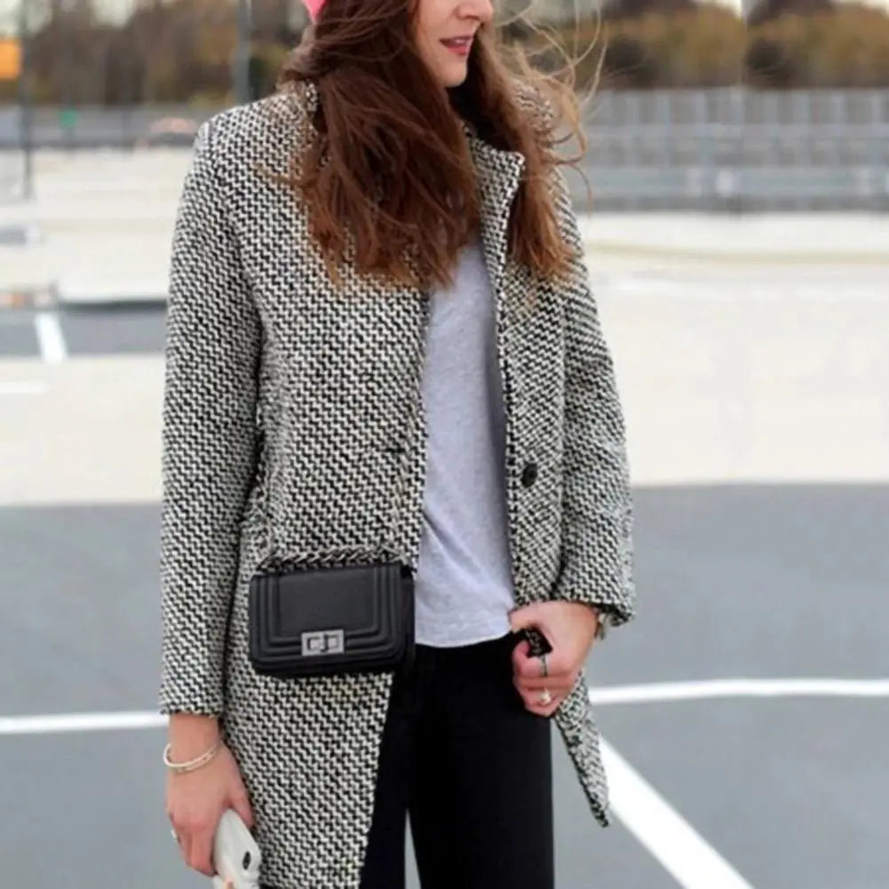 Classic Houndstooth Women's Winter Coat
