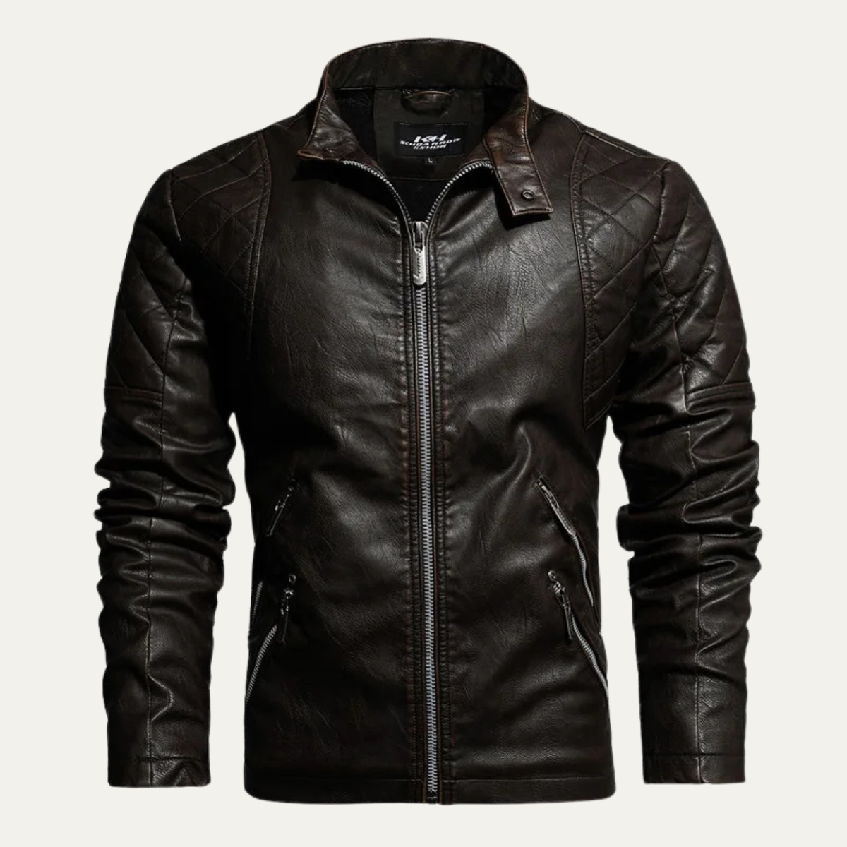 Classic Men's Fitted Leather Biker Jacket - Vossary