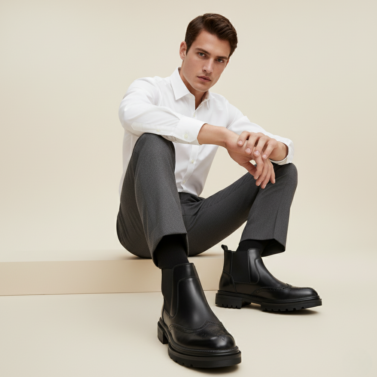 Stylish Men's Leather Ankle Boots