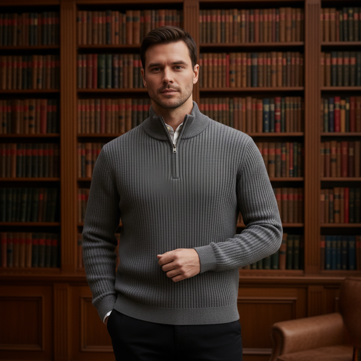 Warm Merino Wool Quarter Zip Jumper