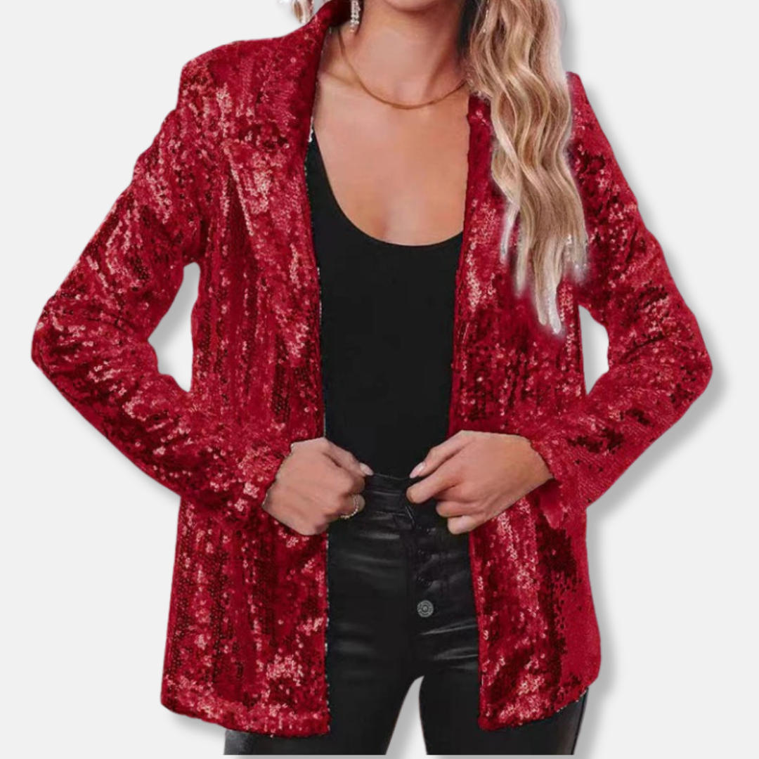 Glittering Sequin Collar Casual Blazer