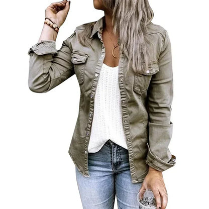 Casual Fit Cotton Women's Button Jacket