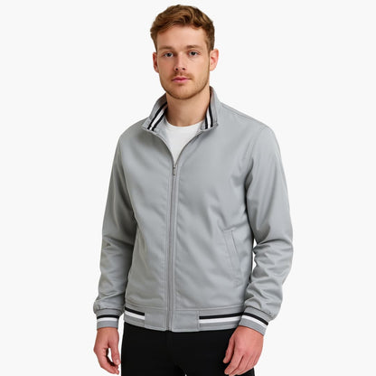 Men's Zip Up Flight Jacket with Stripe Detail