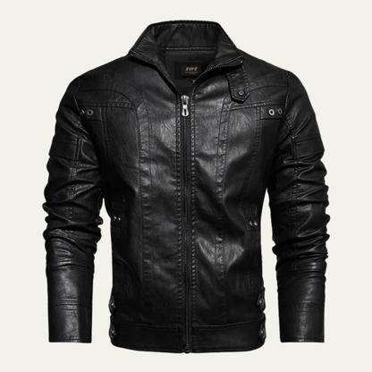 Stylish Men's Fitted Leather Biker Jacket