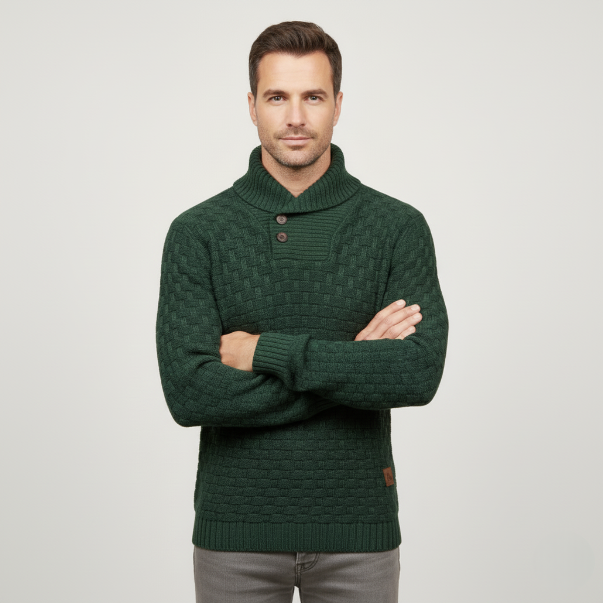 Cozy Button Front Mens Thick Knit Sweater