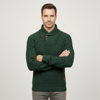 Cozy Button Front Mens Thick Knit Sweater