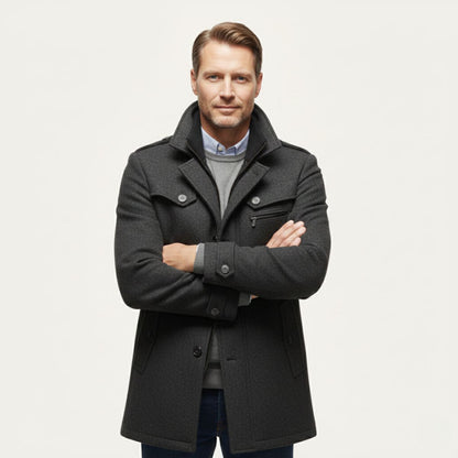 Warm Wool Blend Mens Winter Smart Coat