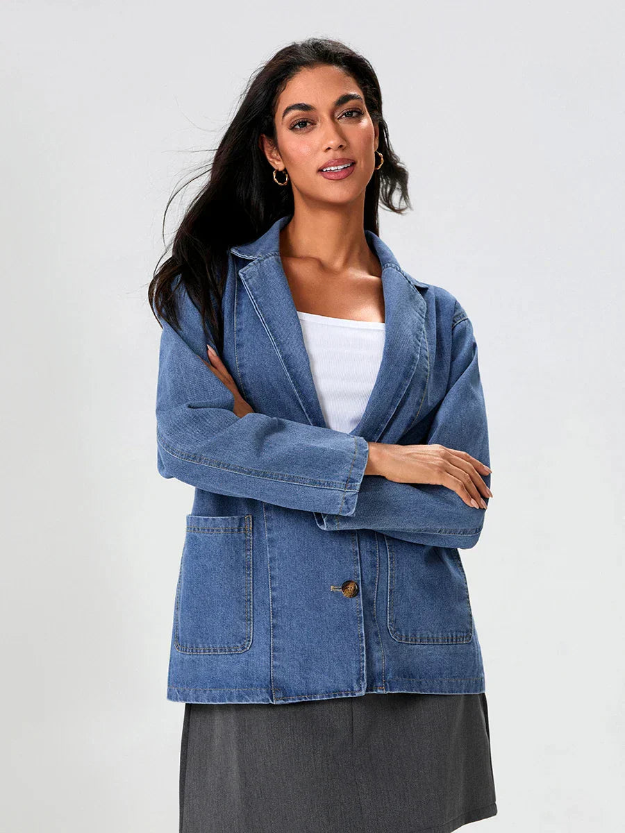 Slim Fit Dark Blue Denim Jacket