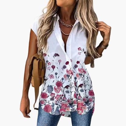 Women's Lightweight Butterfly Print Blouse