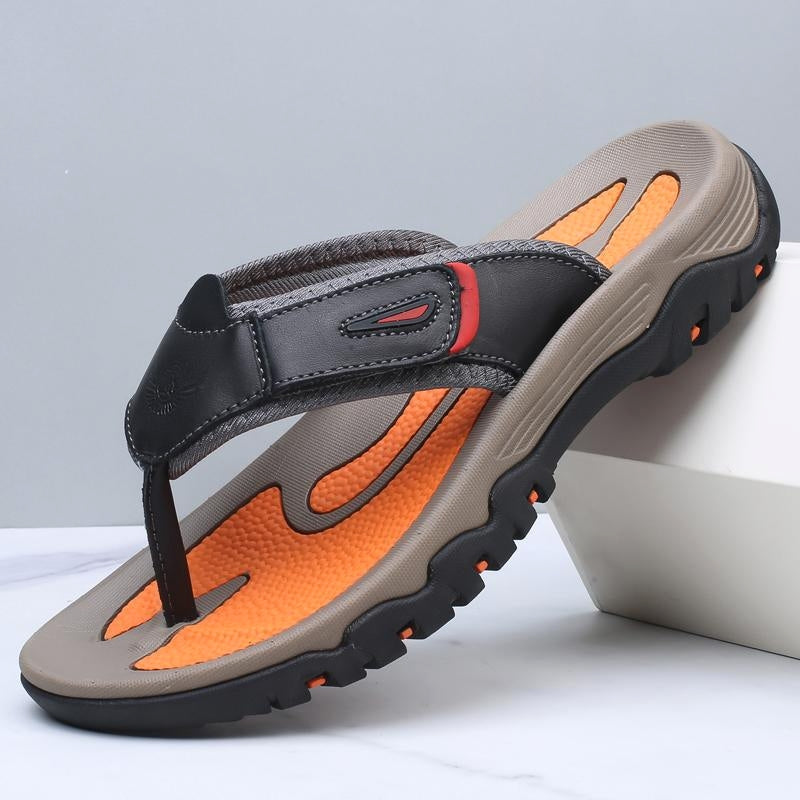 Comfortable Brown Leather Flip Flops