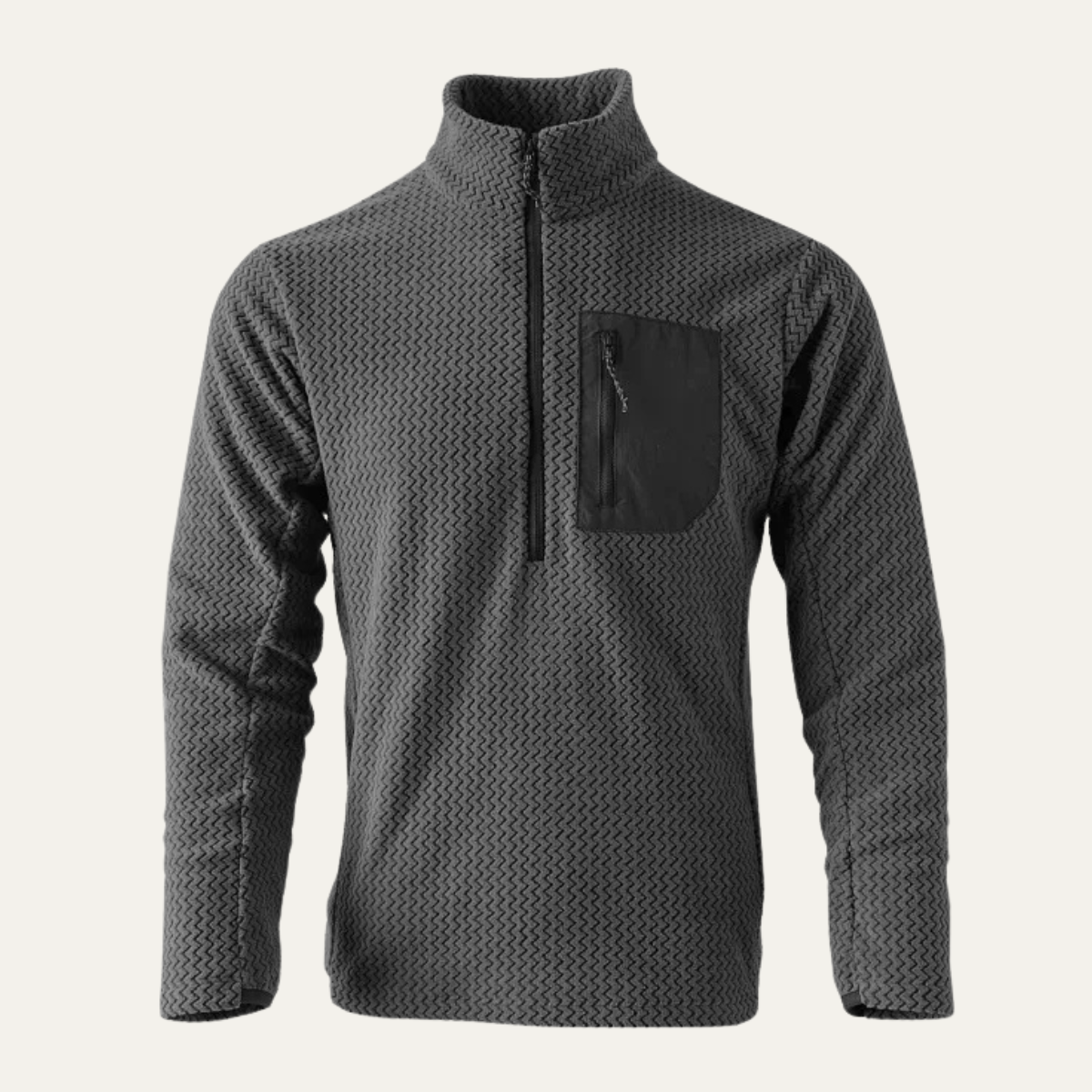 Soft Men's Cashmere Wave Pattern Crew Neck Sweater